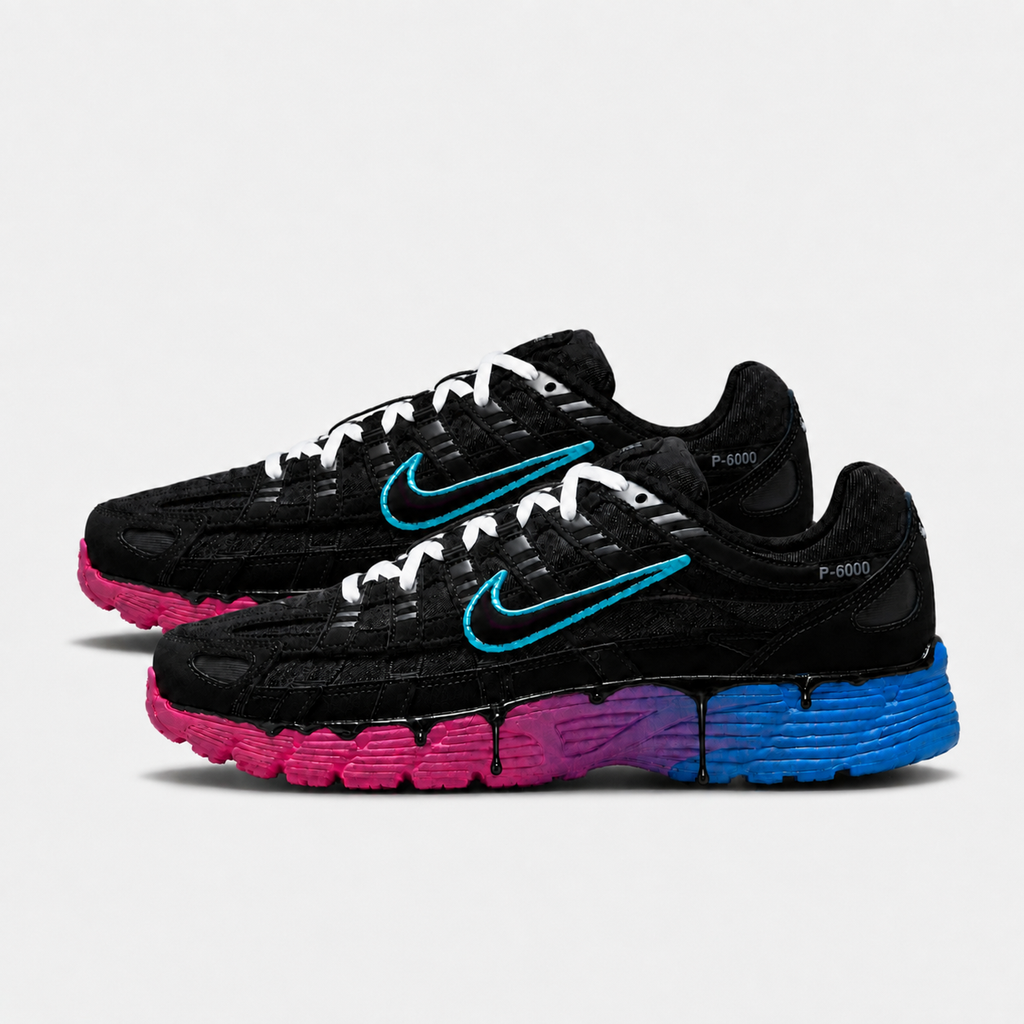 Nike Air P6000 Cyber Punk - Rose & Bleu – vue 2, création Sneakers Landers