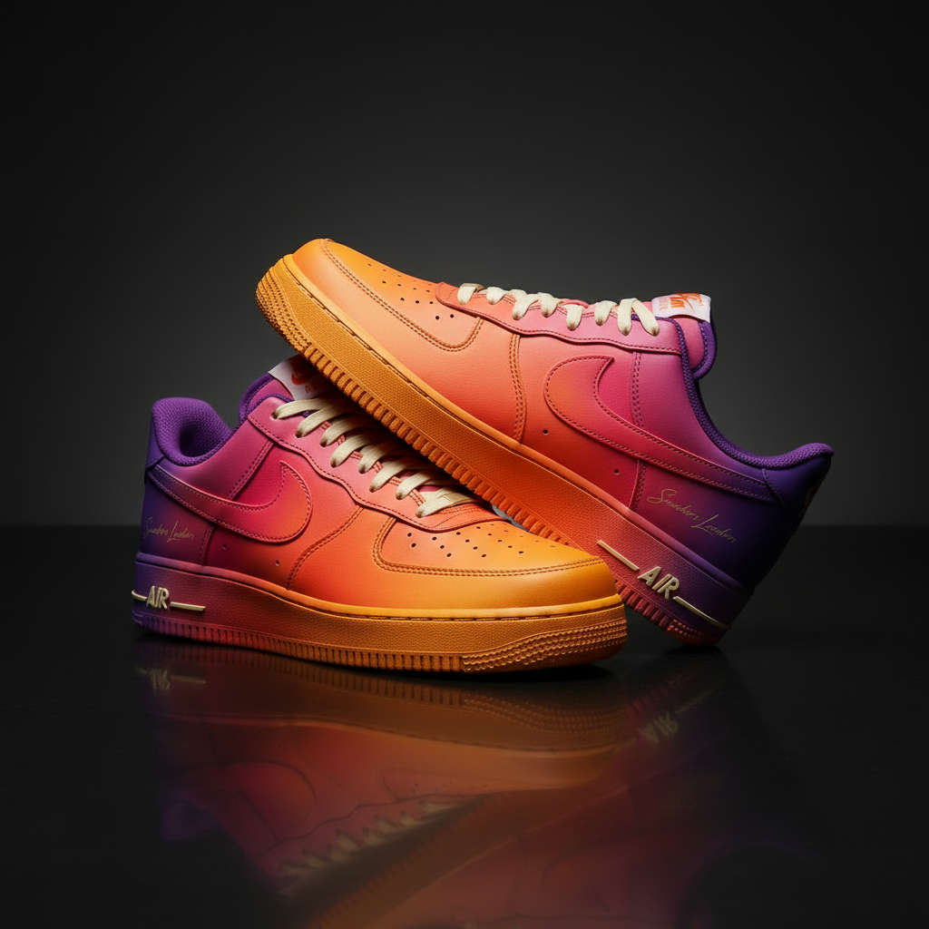 Nike Air Force 1 Solar Dusk – Orange & Corail – vue 6, création Sneakers Landers