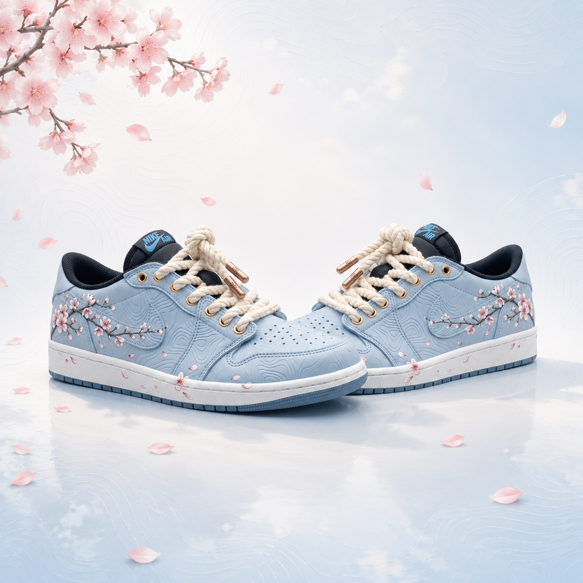 Nike Jordan 1 Low OG Sakura Sky – Bleu & Blanc – vue 1, création Sneakers Landers