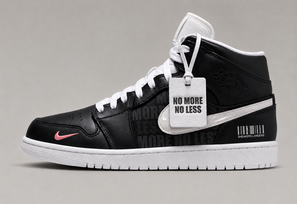 Nike Jordan 1 Mid No More No Less – Noir & Blanc – vue 2, création Sneakers Landers