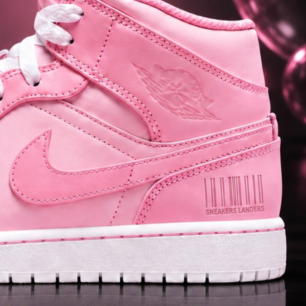 Nike Air Jordan 1 Mid Bubble Gum – Rose & Rose dragée – vue 4, création Sneakers Landers