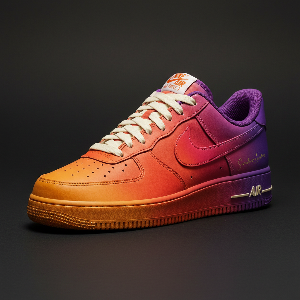 Nike Air Force 1 Solar Dusk – Orange & Corail – vue 2, création Sneakers Landers