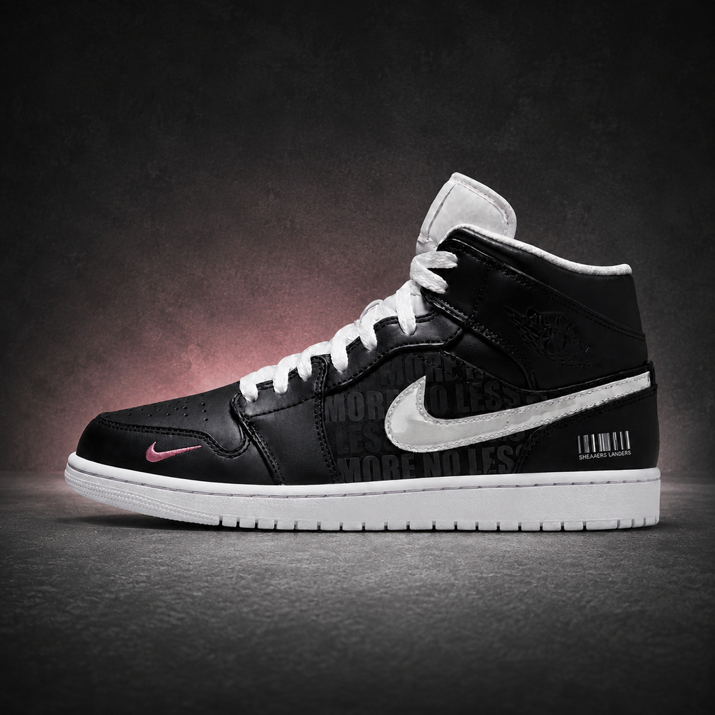 Nike Jordan 1 Mid No More No Less – Noir & Blanc – vue 1, création Sneakers Landers