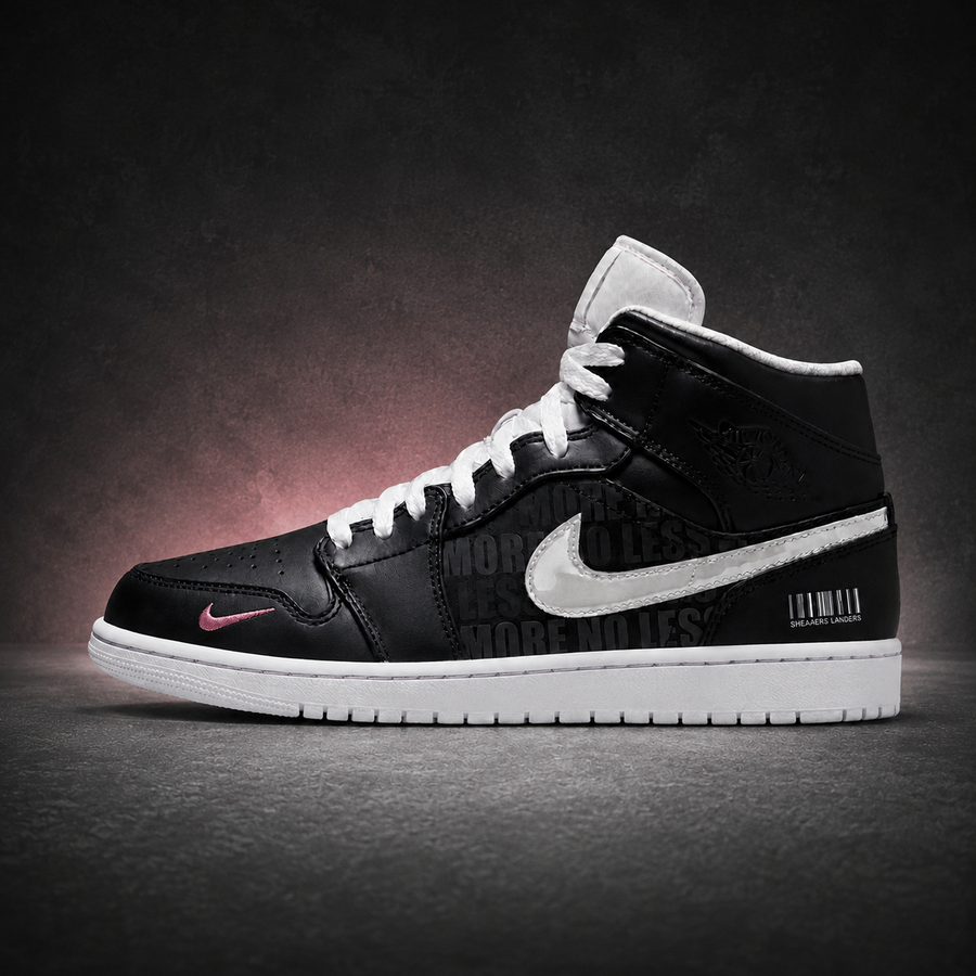 Nike Jordan 1 Mid No More No Less – Noir & Blanc – vue 1, création Sneakers Landers