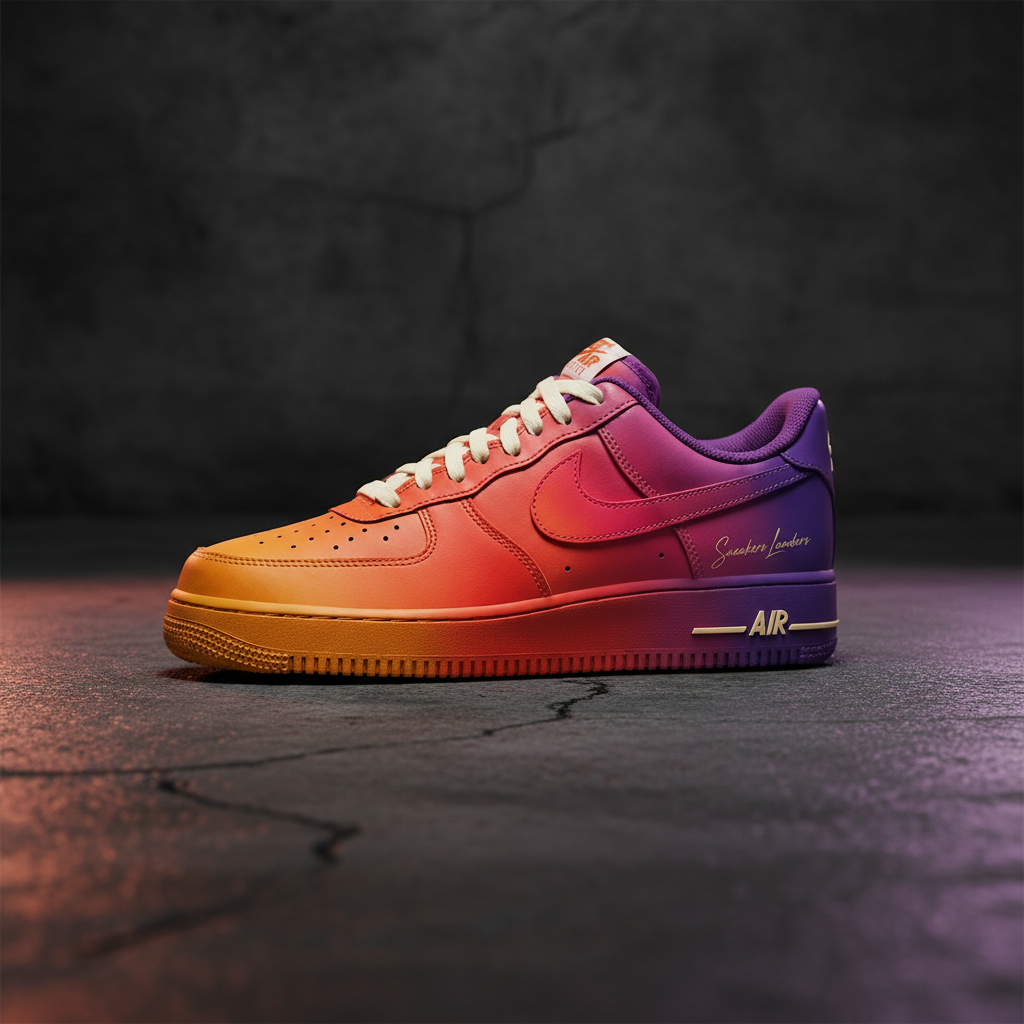 Nike Air Force 1 Solar Dusk – Orange & Corail – vue 1, création Sneakers Landers