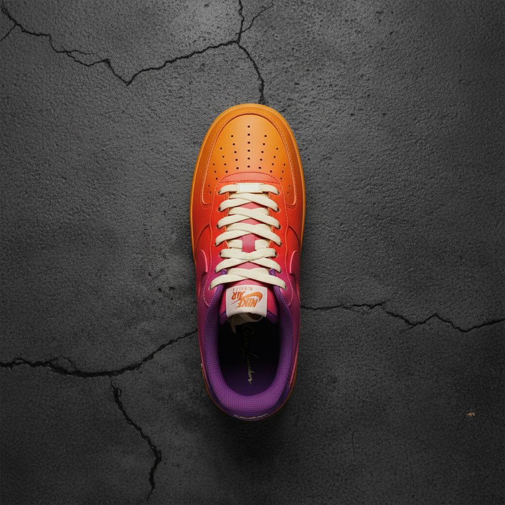 Nike Air Force 1 Solar Dusk – Orange & Corail – vue 4, création Sneakers Landers