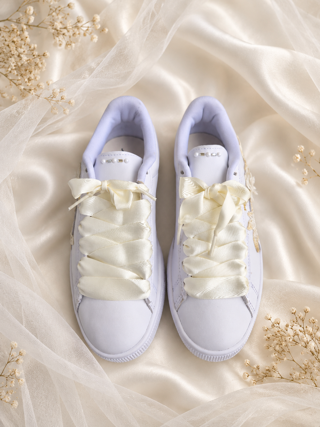 Puma Suede Fleurs de Champagne – Blanc & Champagne – vue 6, création Sneakers Landers