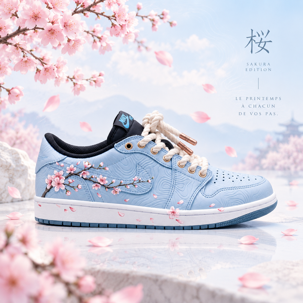 Nike Jordan 1 Low OG Sakura Sky – Bleu & Blanc – vue 2, création Sneakers Landers