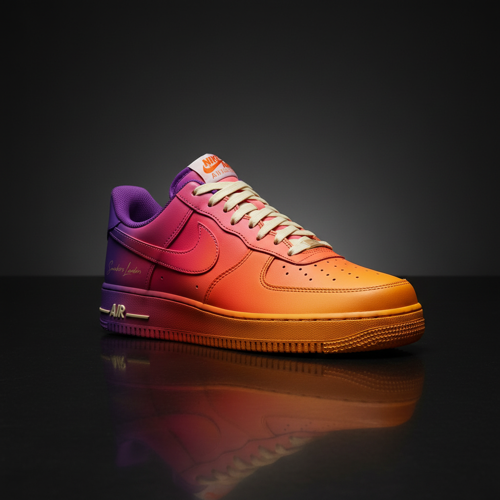 Nike Air Force 1 Solar Dusk – Orange & Corail – vue 3, création Sneakers Landers