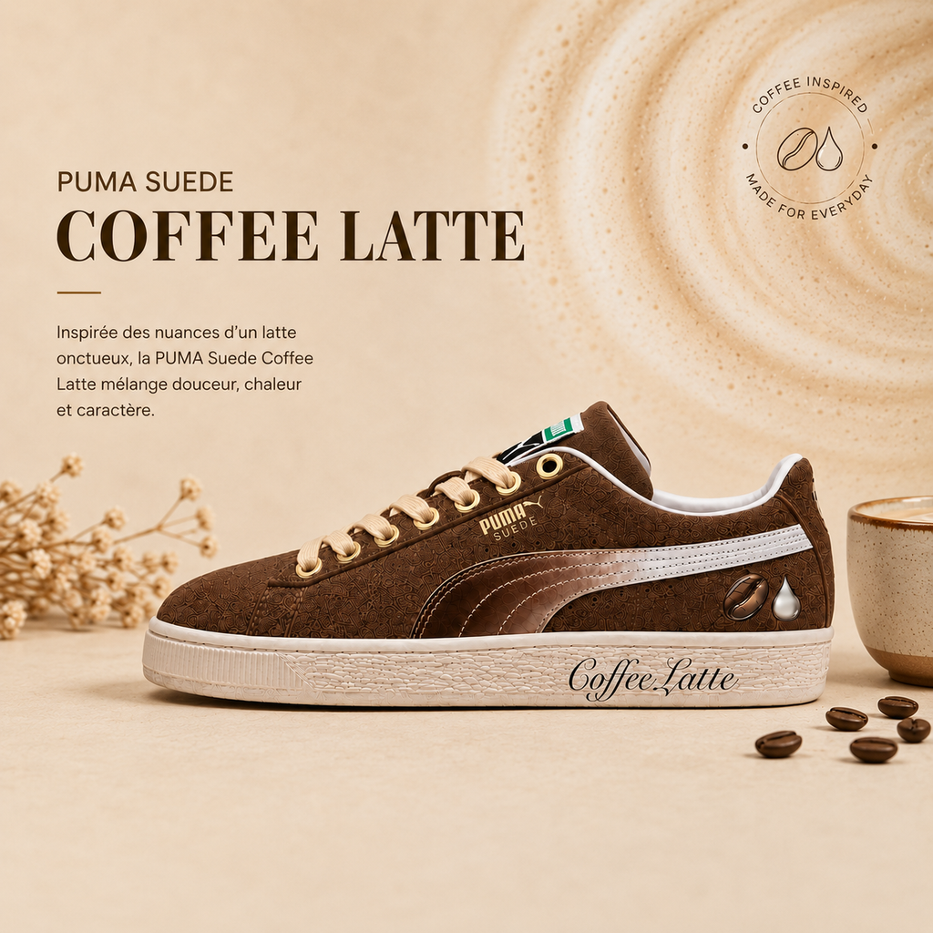 Puma Suede Coffee Latte – Marron & Crème – vue 1, création Sneakers Landers