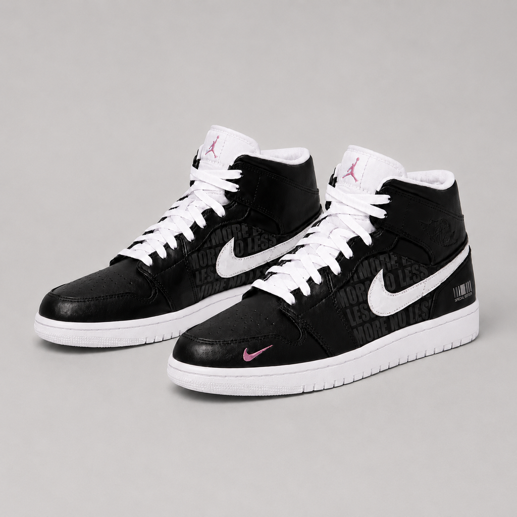 Nike Jordan 1 Mid No More No Less – Noir & Blanc – vue 3, création Sneakers Landers