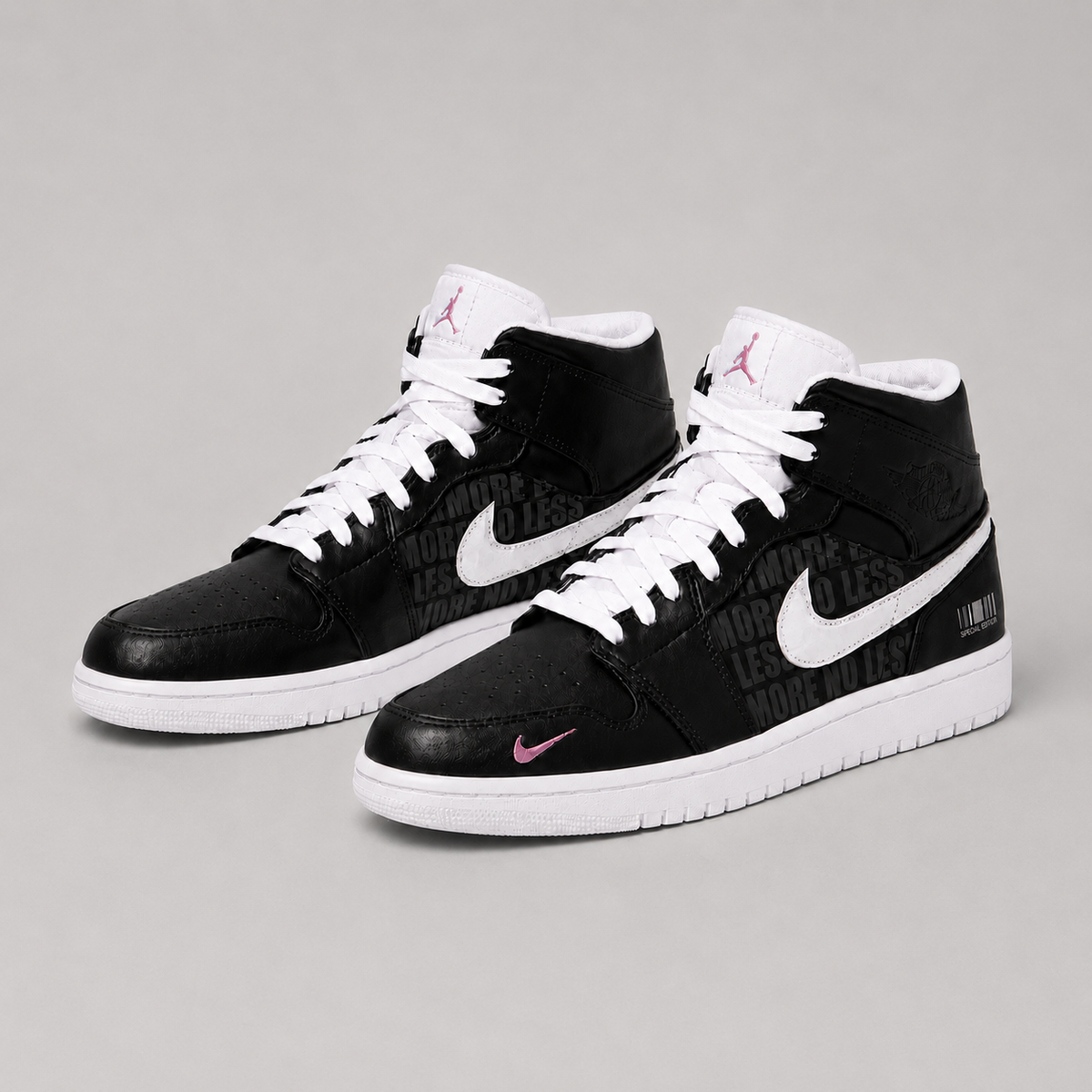 Nike Jordan 1 Mid No More No Less – Noir & Blanc – vue 3, création Sneakers Landers