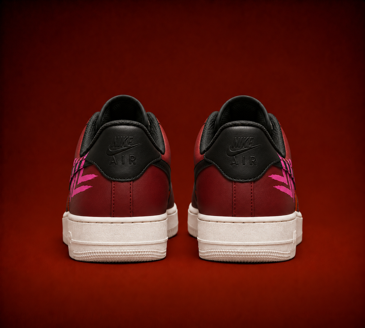 Nike Air Force 1 Snowfall – Rouge & Orange – vue 4, création Sneakers Landers