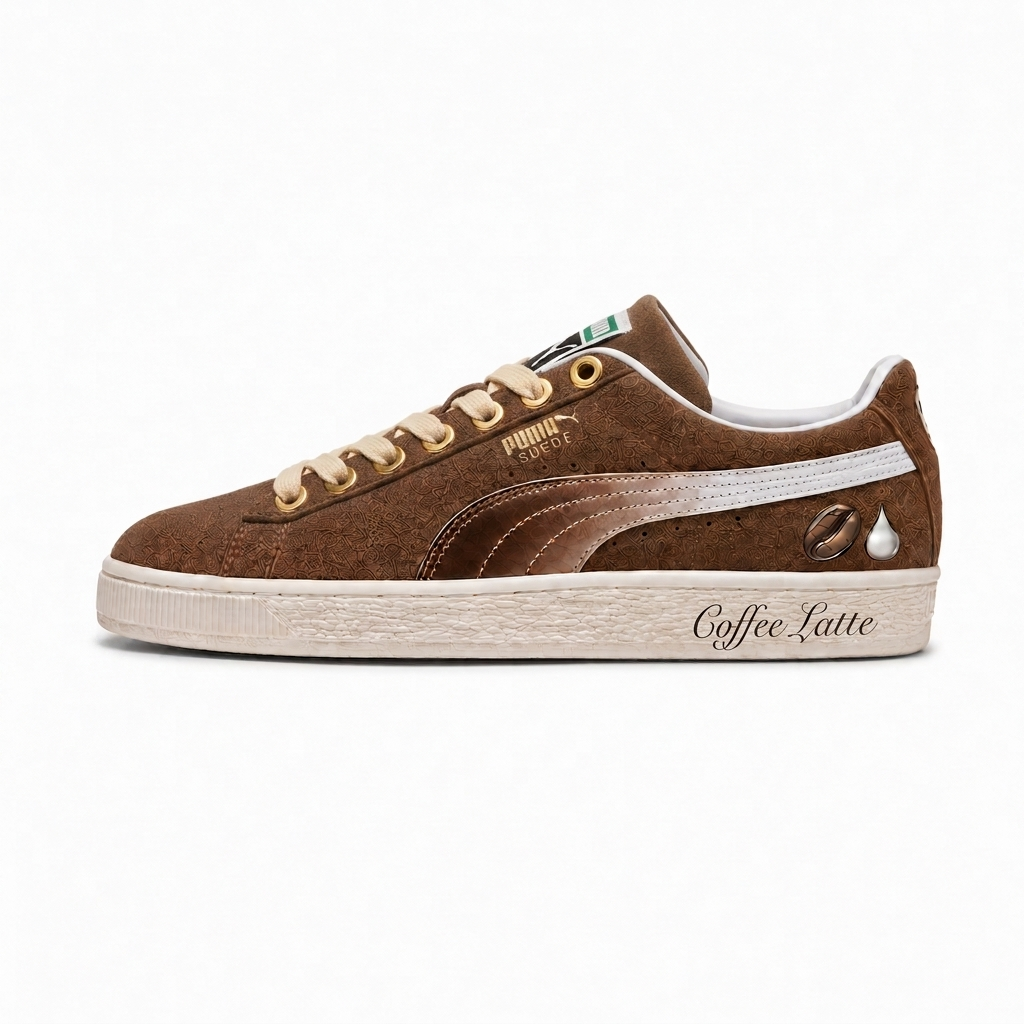Puma Suede Coffee Latte – Marron & Crème – vue 2, création Sneakers Landers