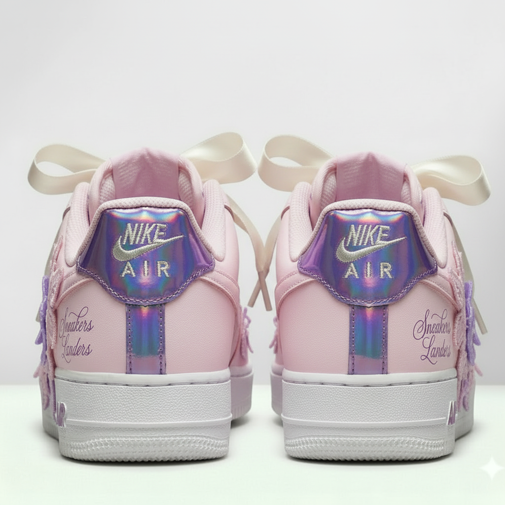 Nike Air Force 1 Wedding Force One – Rose Poudré & Blanc – vue 2, création Sneakers Landers