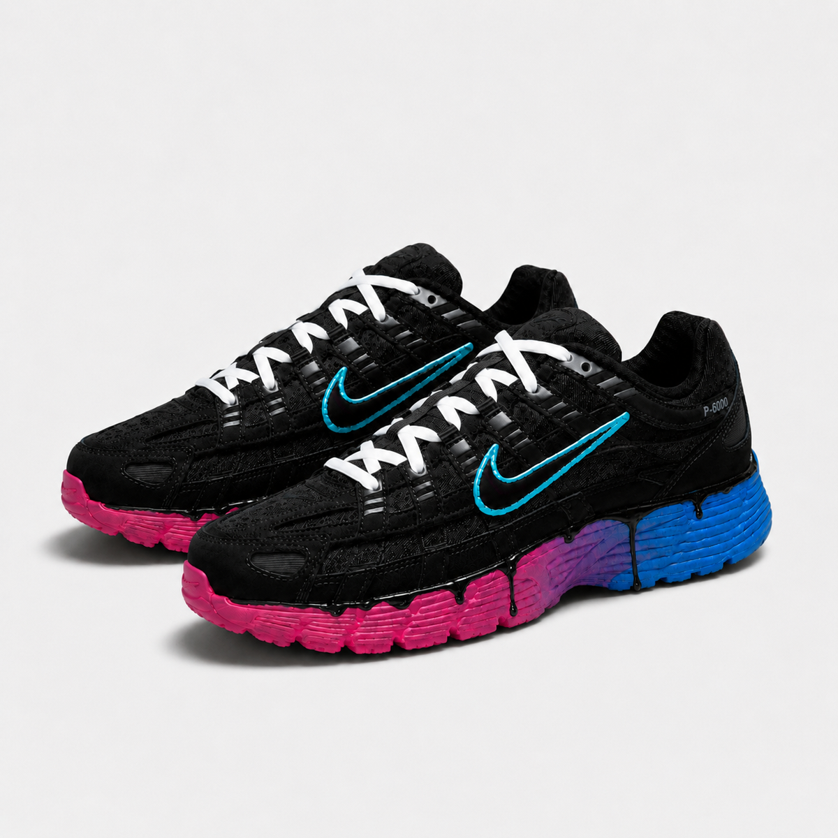Nike Air P6000 Cyber Punk - Rose & Bleu – vue 3, création Sneakers Landers