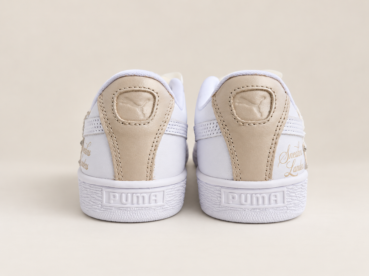 Puma Suede Fleurs de Champagne – Blanc & Champagne – vue 5, création Sneakers Landers