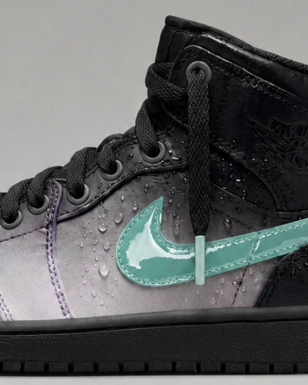 Jordan 1 Mid Morning Mist – Noir & Blanc – vue 4, création Sneakers Landers
